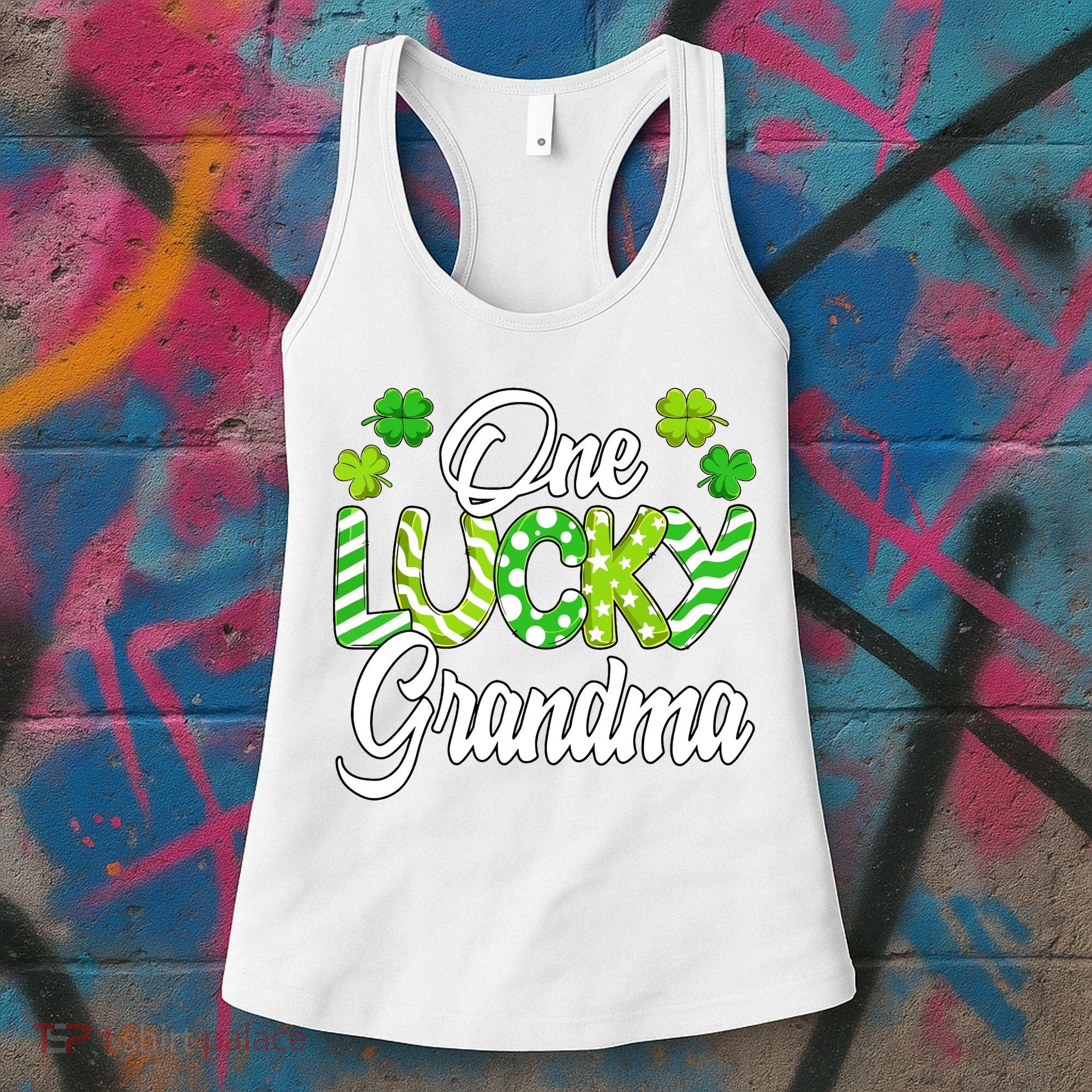 One Lucky Grandma Shamrock Irish Grandma St Patricks Day Women's Tank Top