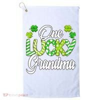 One Lucky Grandma Shamrock Irish Grandma St Patricks Day Golf Towel thumb 0