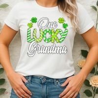 One Lucky Grandma Shamrock Irish Grandma St Patricks Day Women's T-Shirt thumb 2