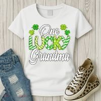One Lucky Grandma Shamrock Irish Grandma St Patricks Day Women's T-Shirt thumb 3