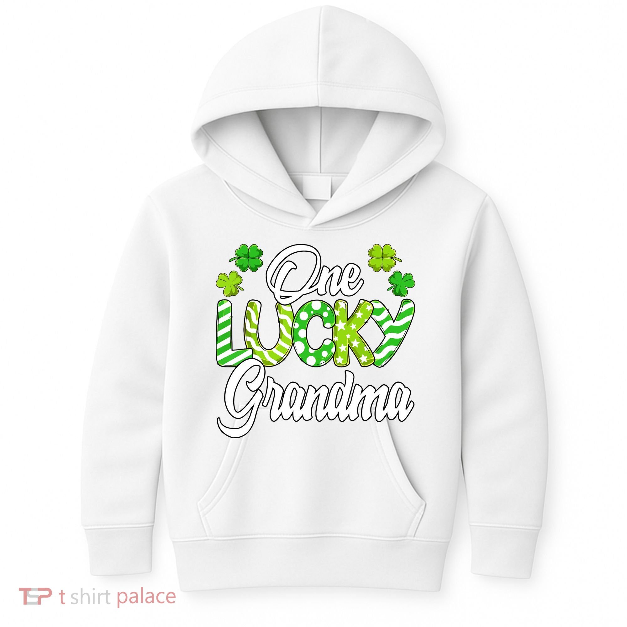 One Lucky Grandma Shamrock Irish Grandma St Patricks Day Kids Hoodie