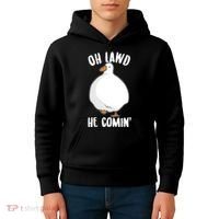 Oh Lawd He Comin Thicc Goose Meme Kids Hoodie thumb 4