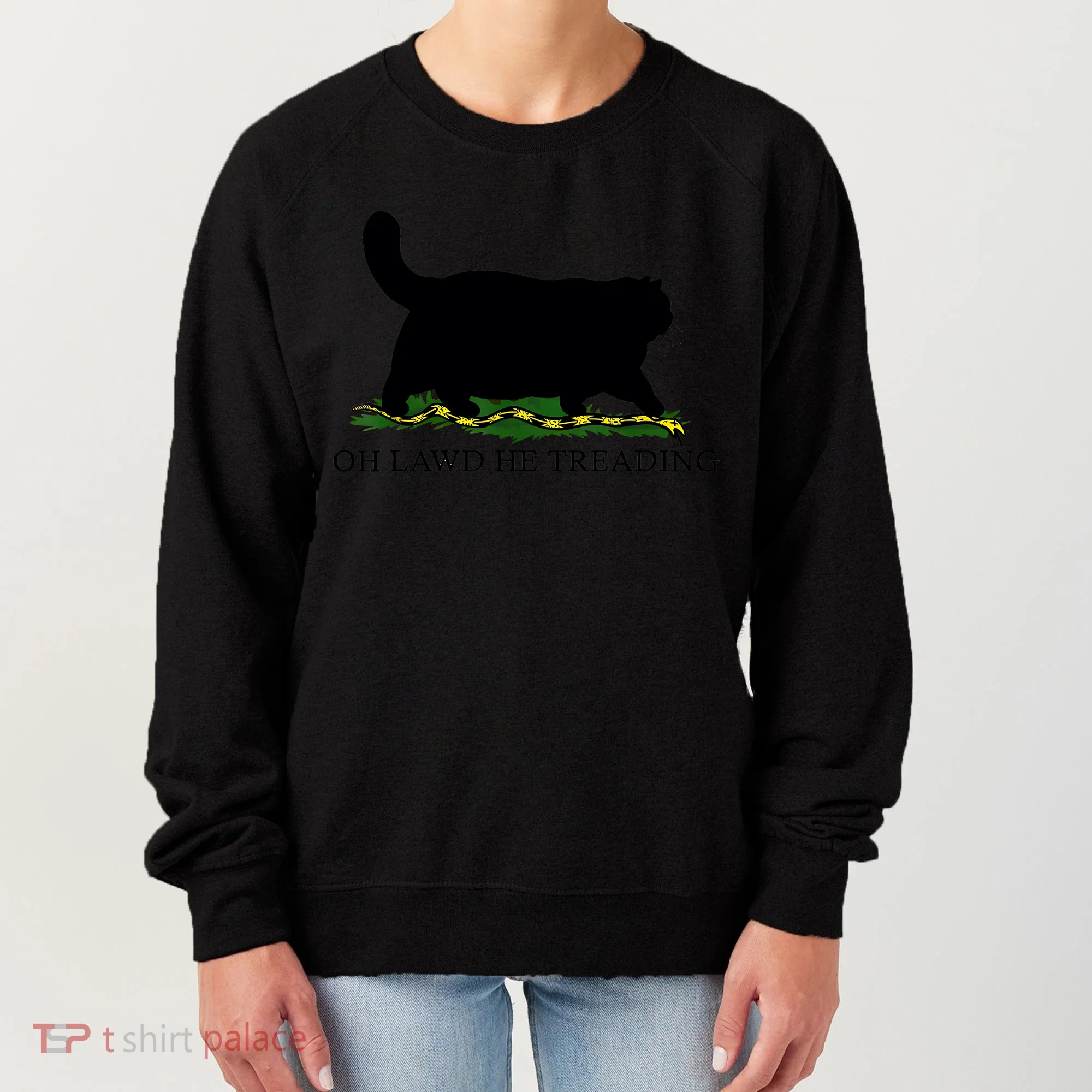 Oh Lawd He Treading Black Cat Women's Sweatshirt