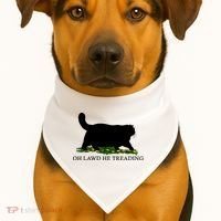 Oh Lawd He Treading Black Cat USA-Made Doggie Bandana thumb 1