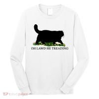 Oh Lawd He Treading Black Cat Long Sleeve Shirt thumb 0