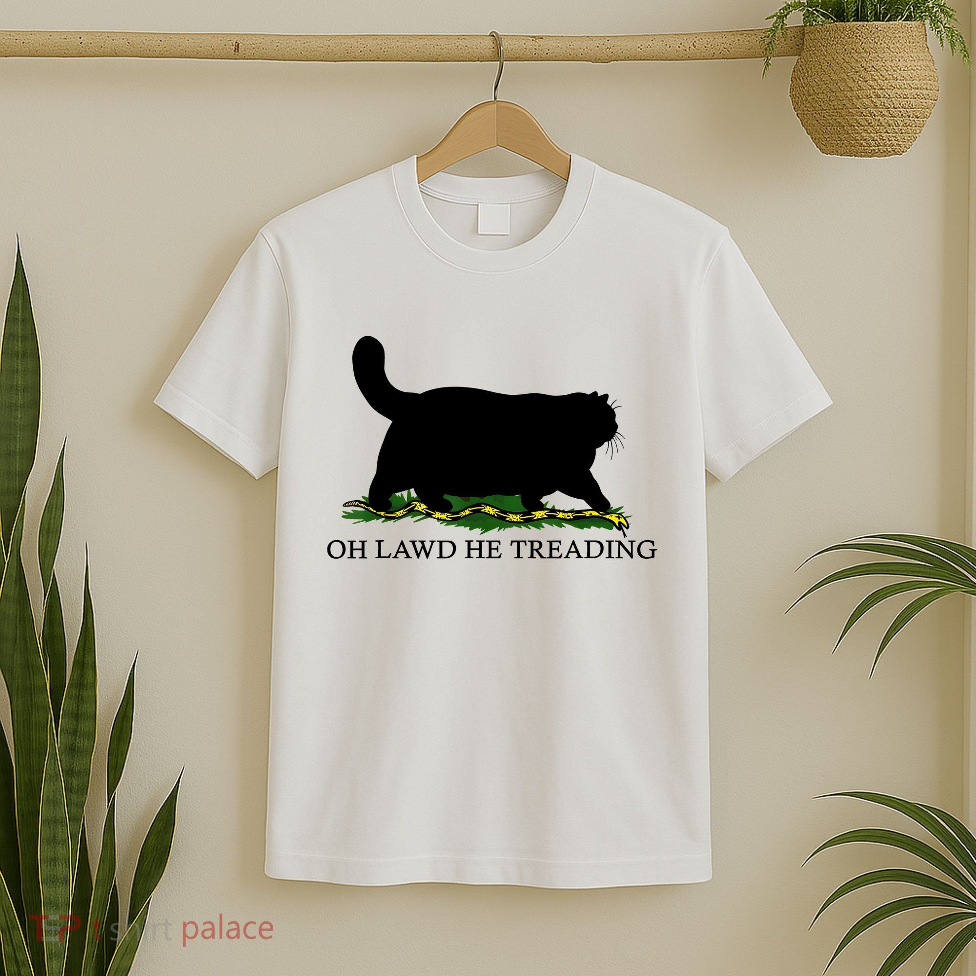 Oh Lawd He Treading Black Cat T-Shirt