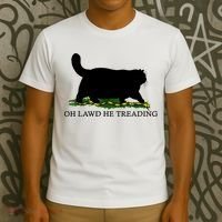 Oh Lawd He Treading Black Cat T-Shirt thumb 3