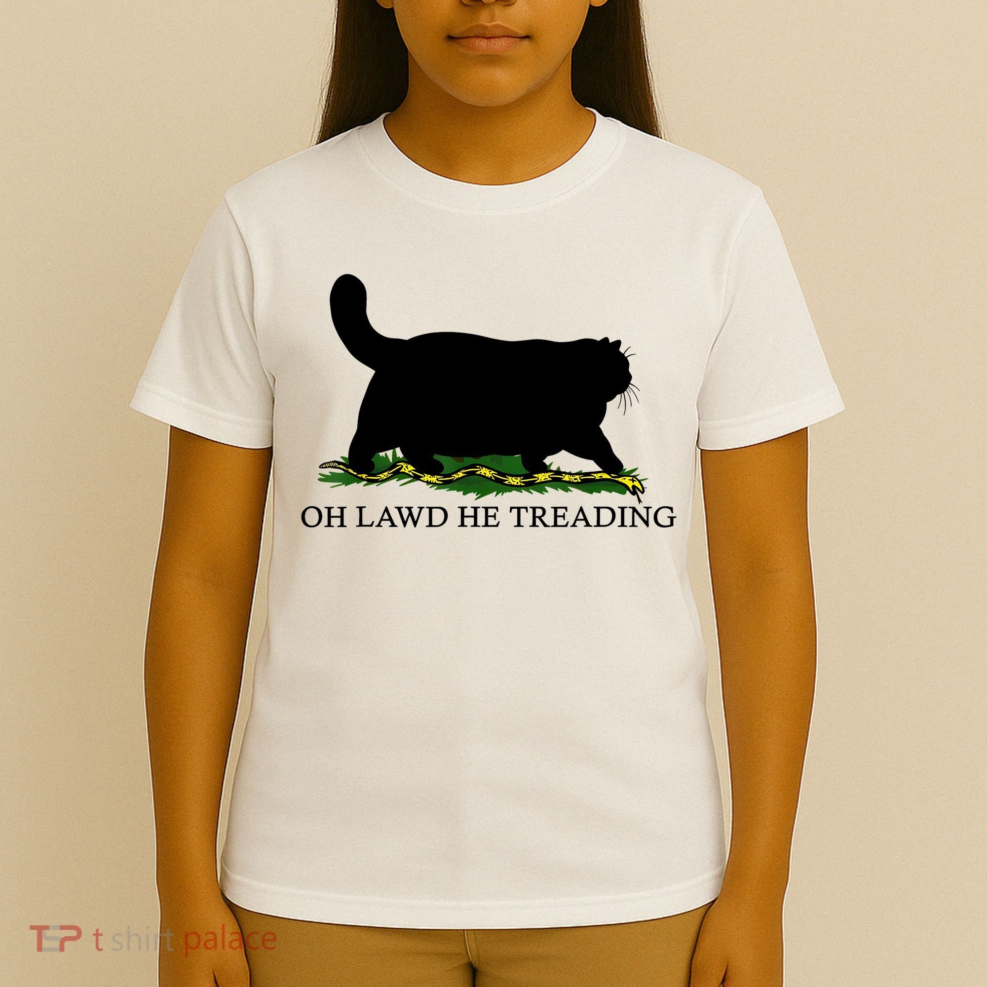 Oh Lawd He Treading Black Cat T-Shirt