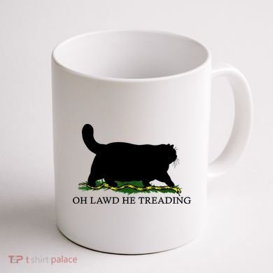 Oh Lawd He Treading Black Cat Coffee Mug back