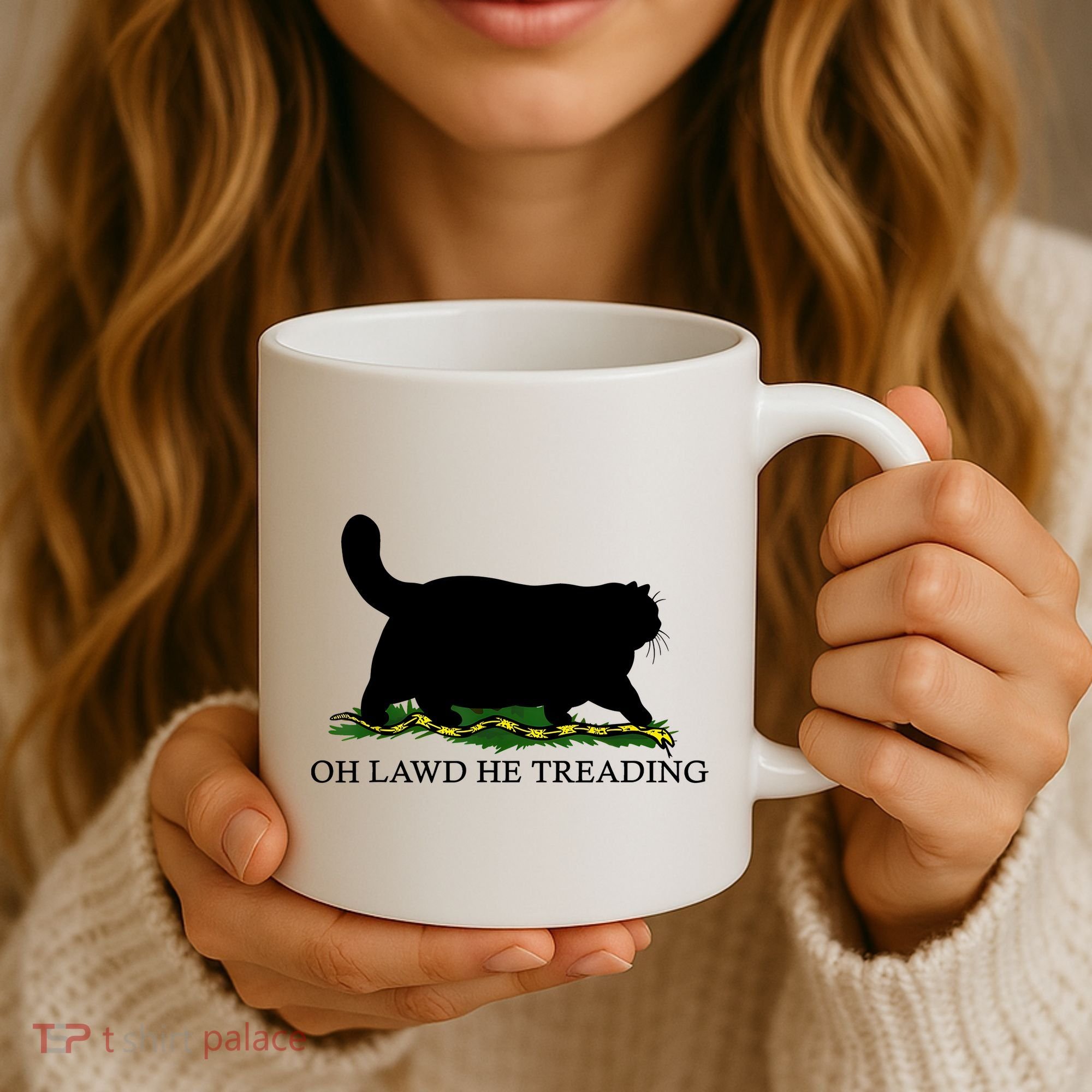 Oh Lawd He Treading Black Cat Coffee Mug