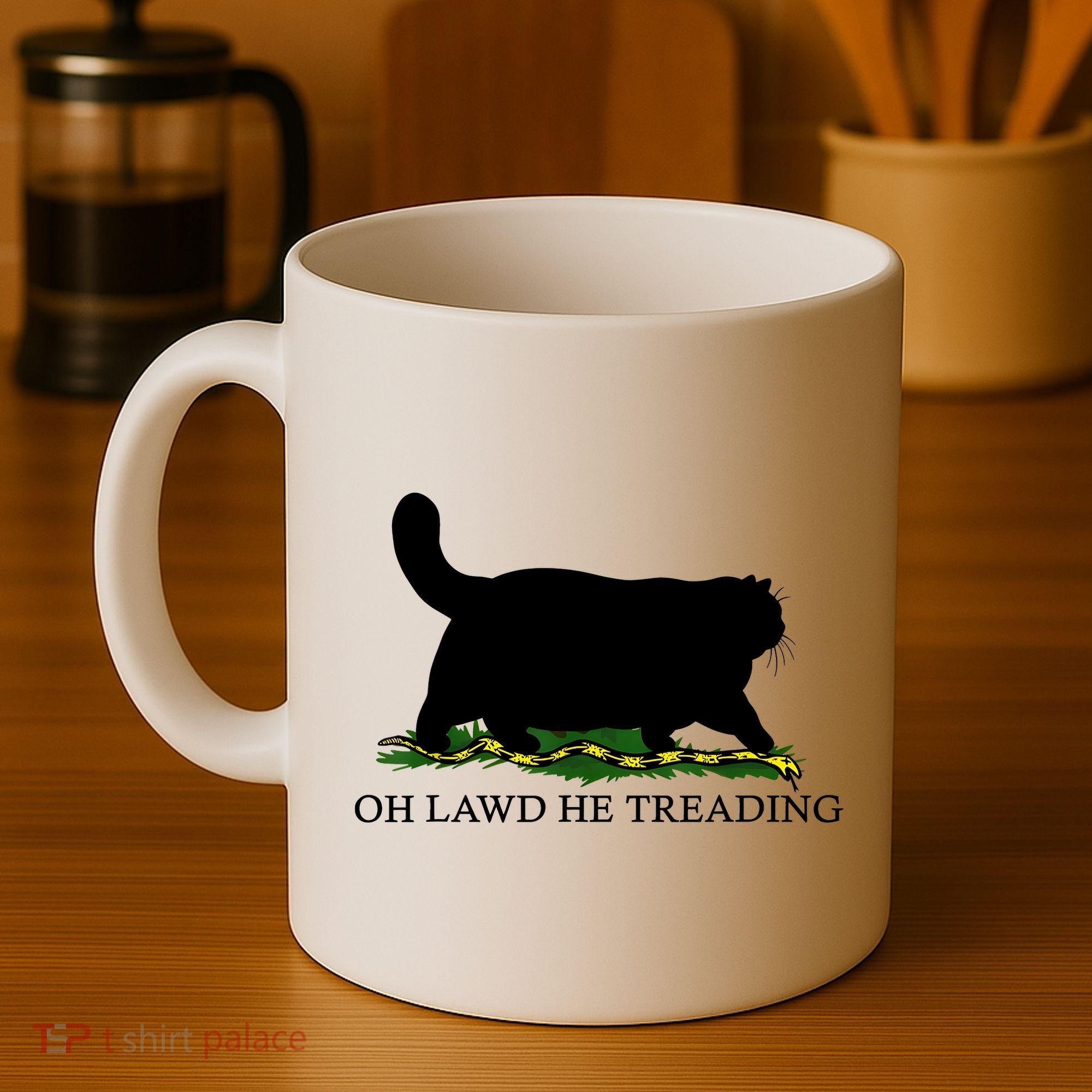 Oh Lawd He Treading Black Cat Coffee Mug