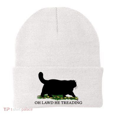 Oh Lawd He Treading Black Cat Beanie