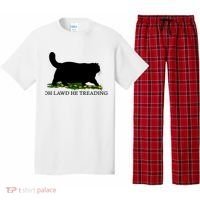 Oh Lawd He Treading Black Cat Pajama Set thumb 0