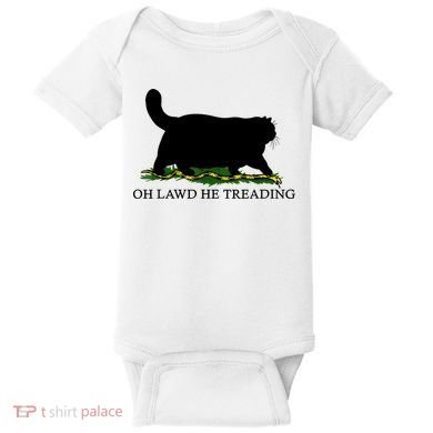 Oh Lawd He Treading Black Cat Baby Bodysuit