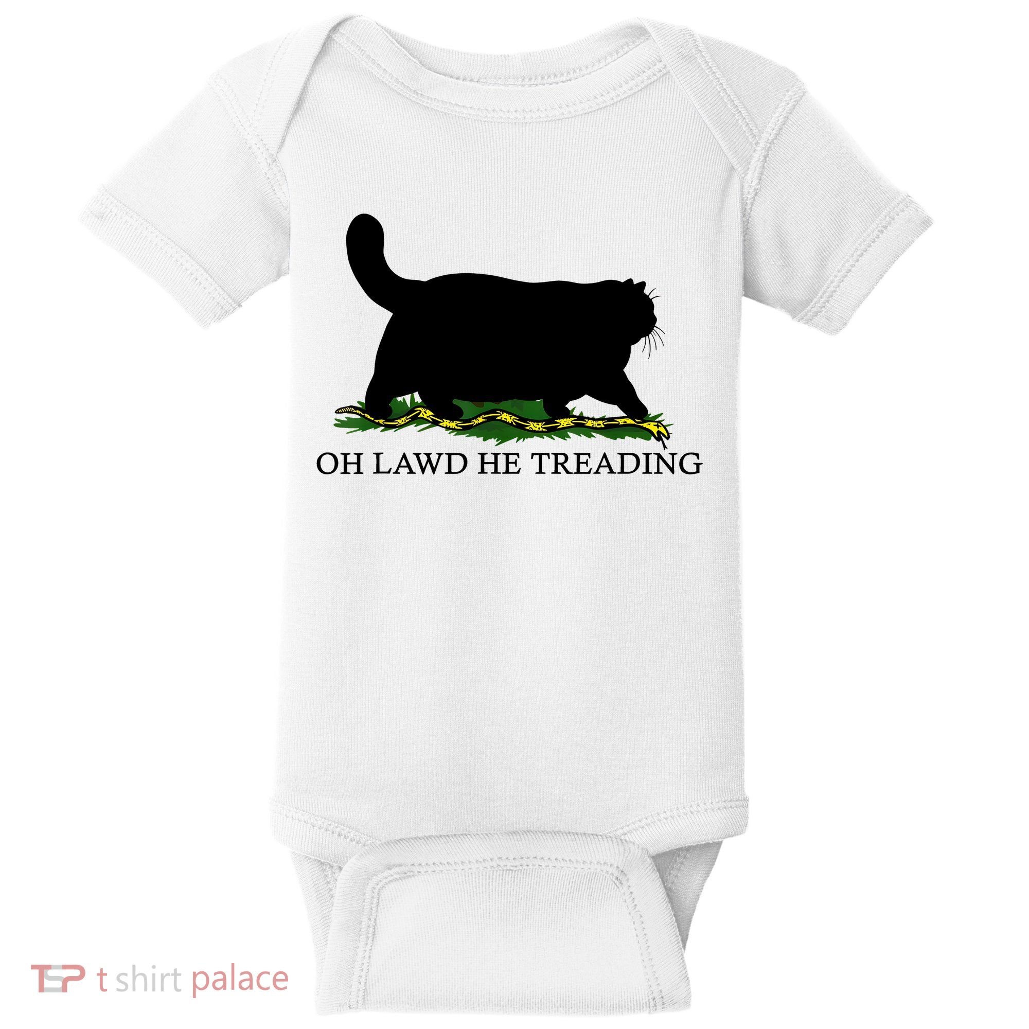 Oh Lawd He Treading Black Cat Baby Bodysuit