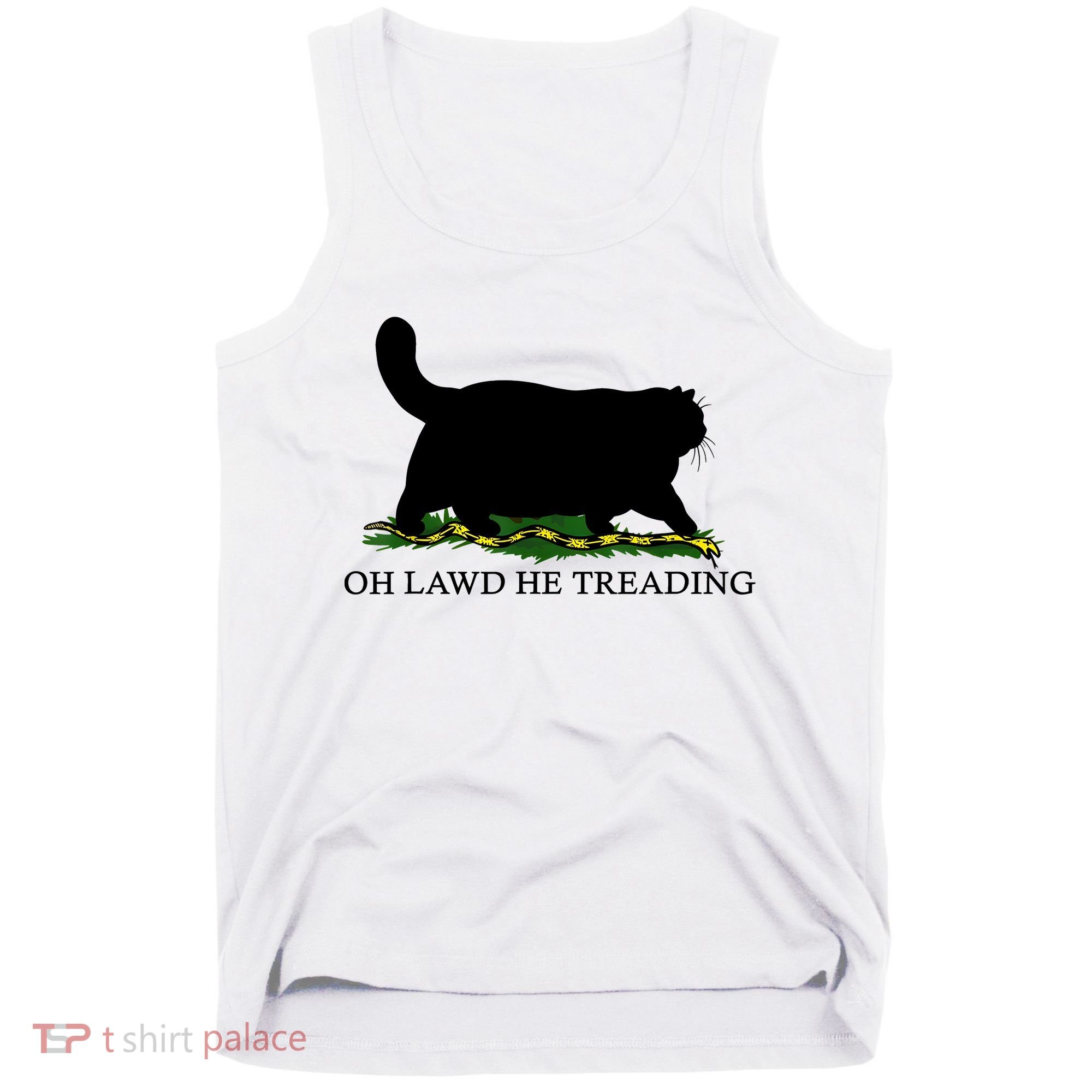 Oh Lawd He Treading Black Cat Tank Top