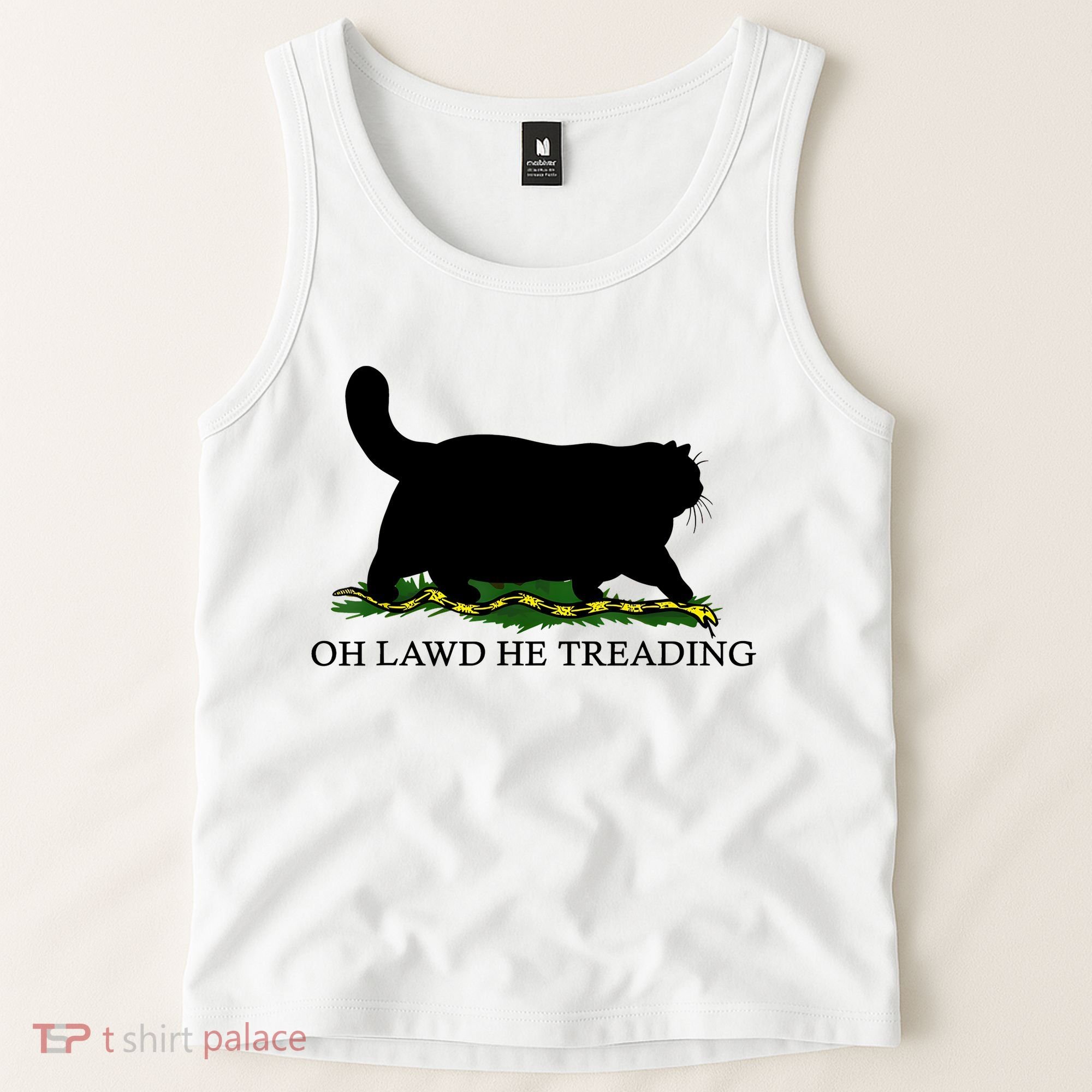 Oh Lawd He Treading Black Cat Tank Top