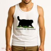 Oh Lawd He Treading Black Cat Tank Top thumb 3