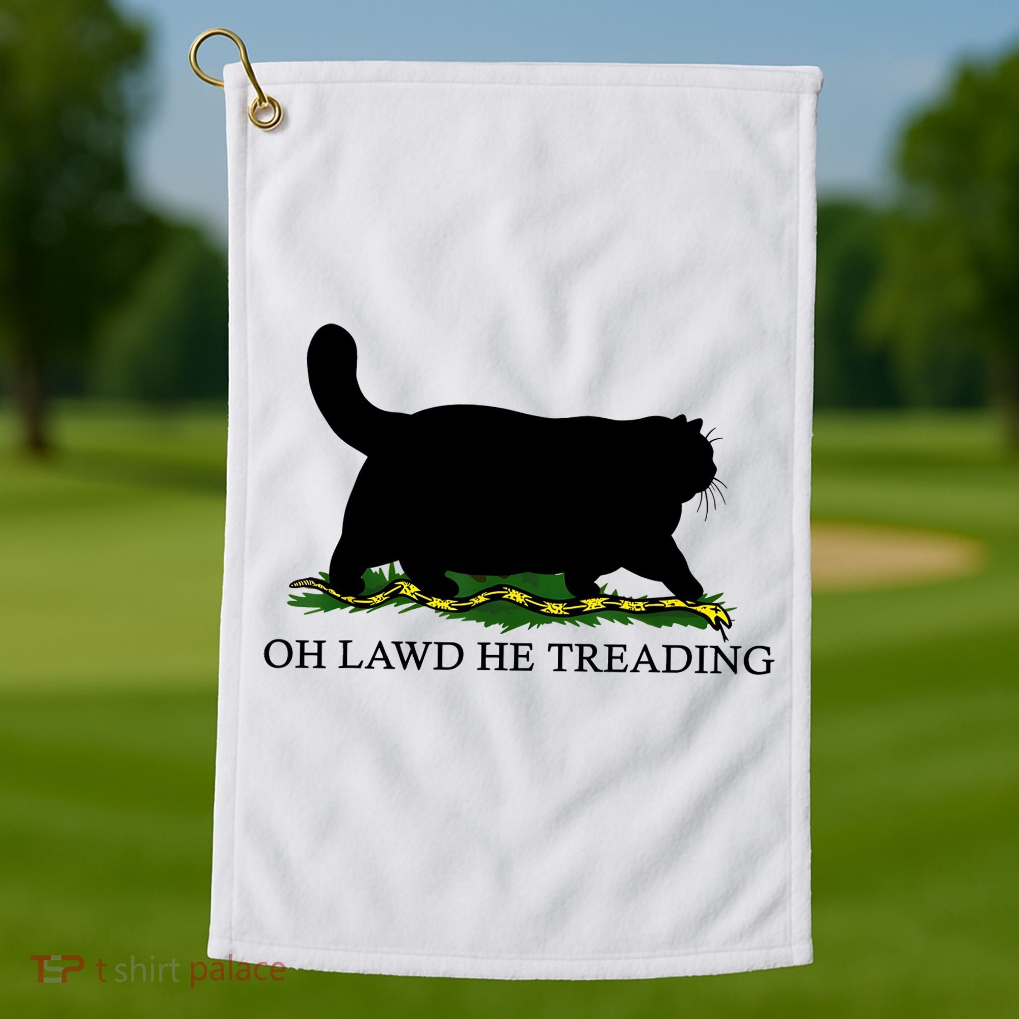 Oh Lawd He Treading Black Cat Golf Towel