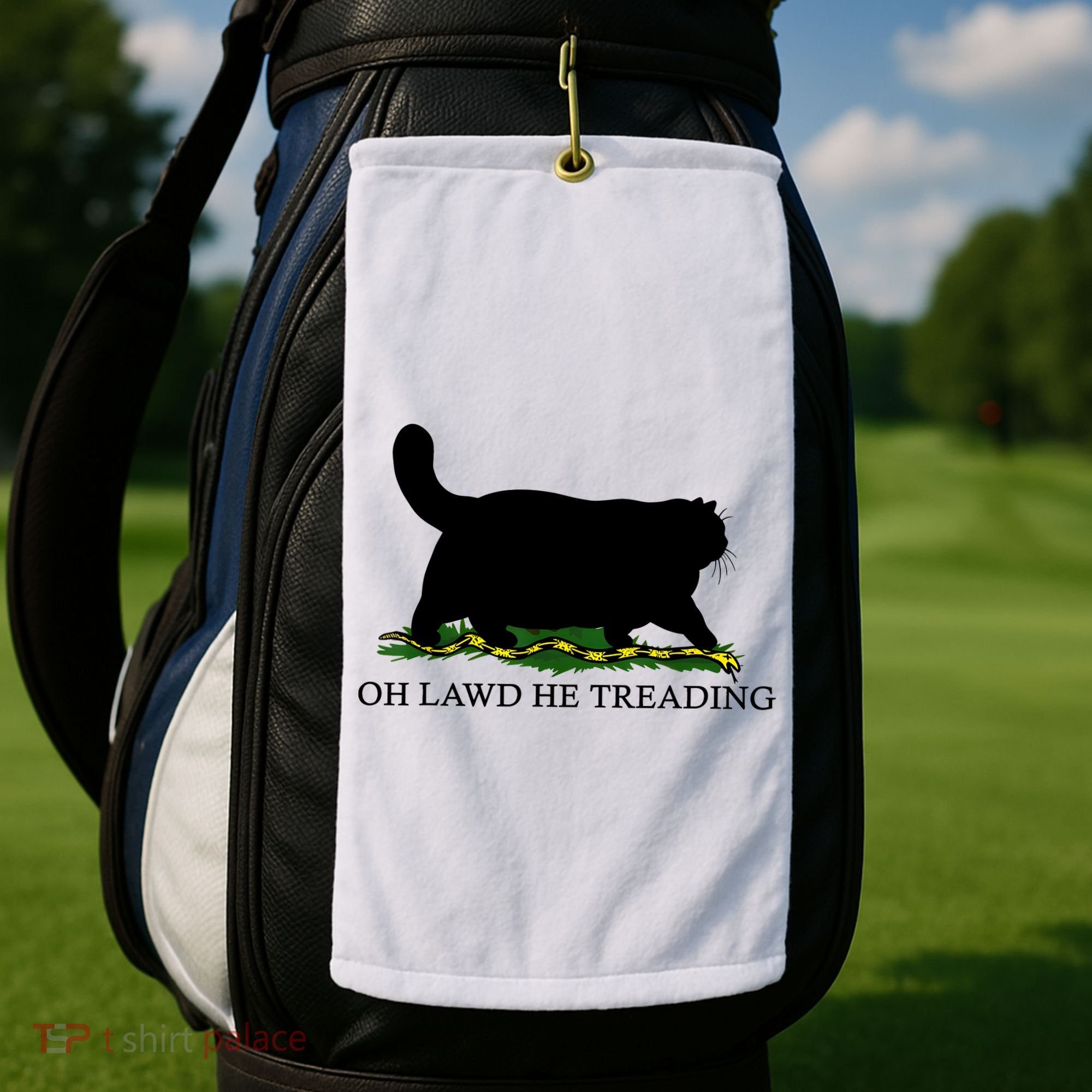 Oh Lawd He Treading Black Cat Golf Towel