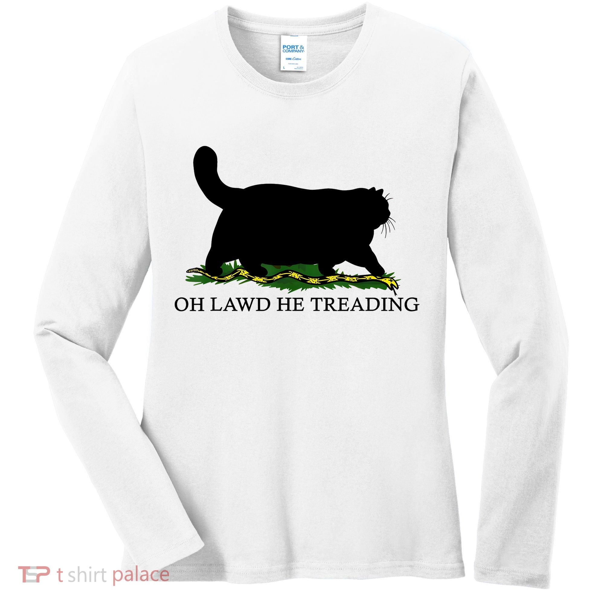 Oh Lawd He Treading Black Cat Women's Long Sleeve Shirt