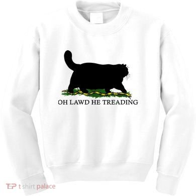 Oh Lawd He Treading Black Cat Kids Sweatshirt