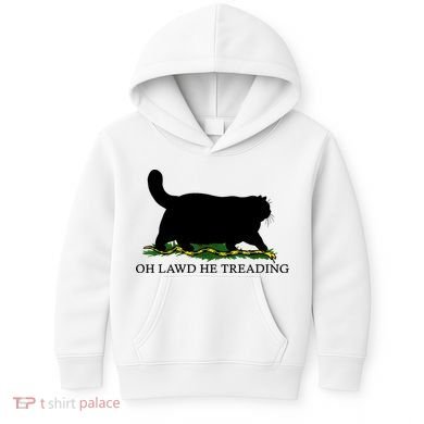 Oh Lawd He Treading Black Cat Kids Hoodie