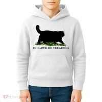 Oh Lawd He Treading Black Cat Kids Hoodie thumb 4