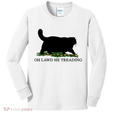 Oh Lawd He Treading Black Cat Kids Long Sleeve Shirt