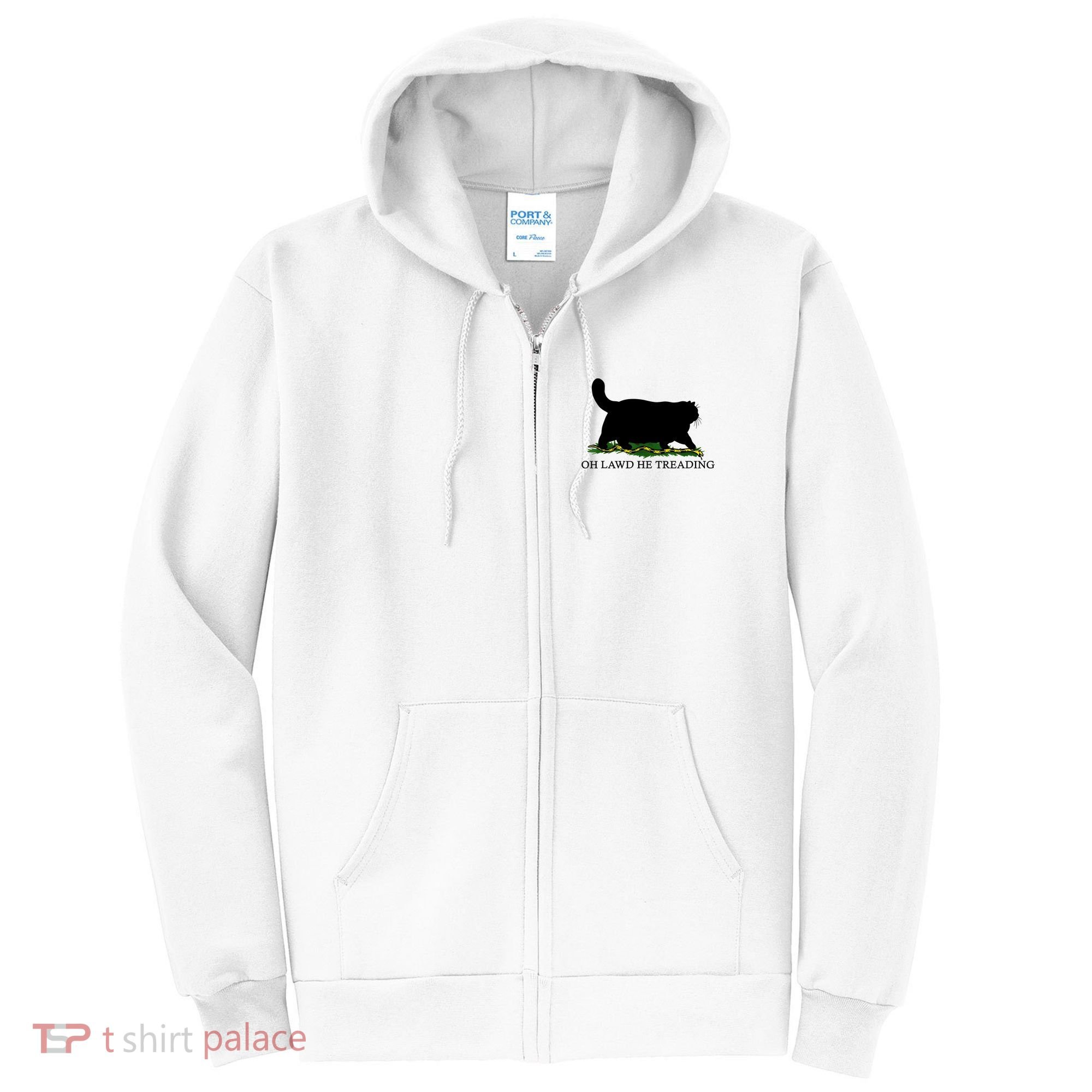 Oh Lawd He Treading Black Cat Full Zip Hoodie