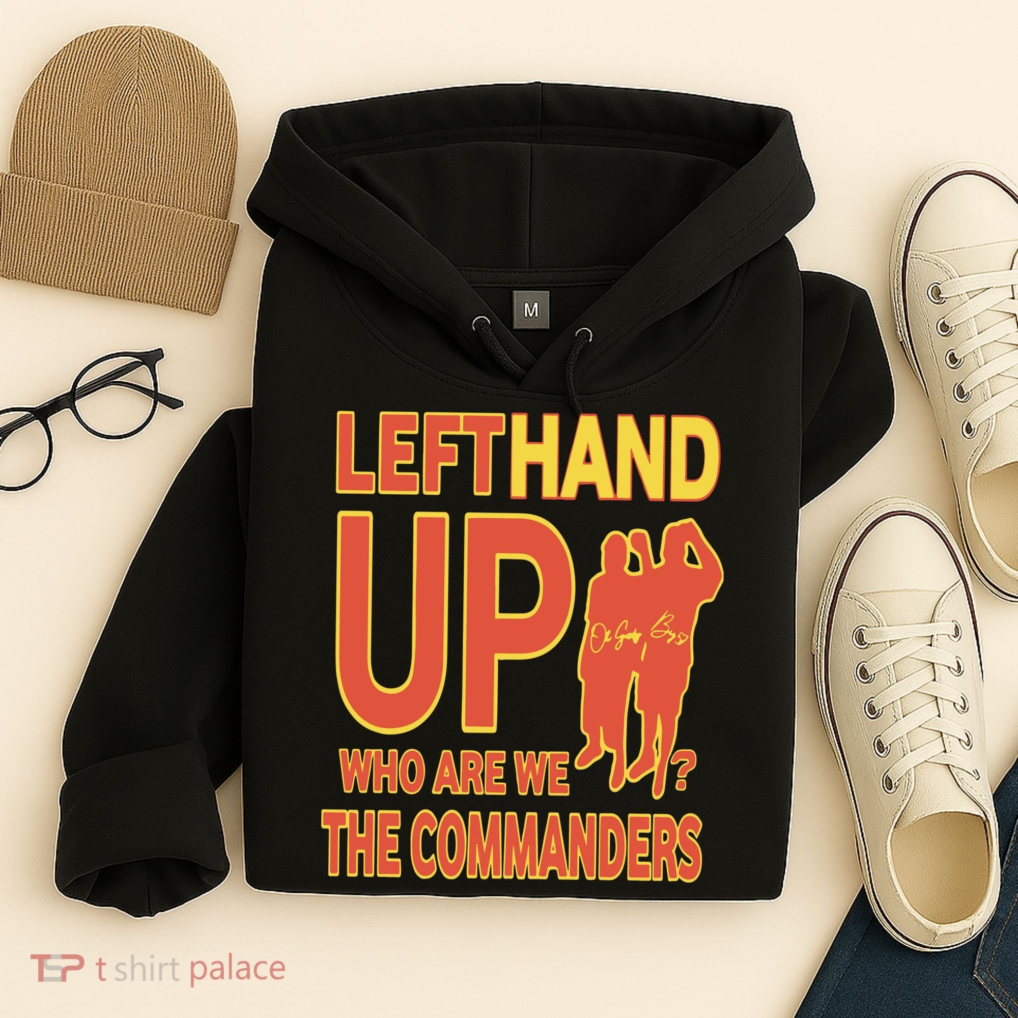 Official Left Hand Up Who Are We The Commanders Hoodie