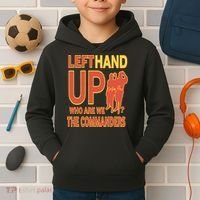 Official Left Hand Up Who Are We The Commanders Kids Hoodie thumb 2