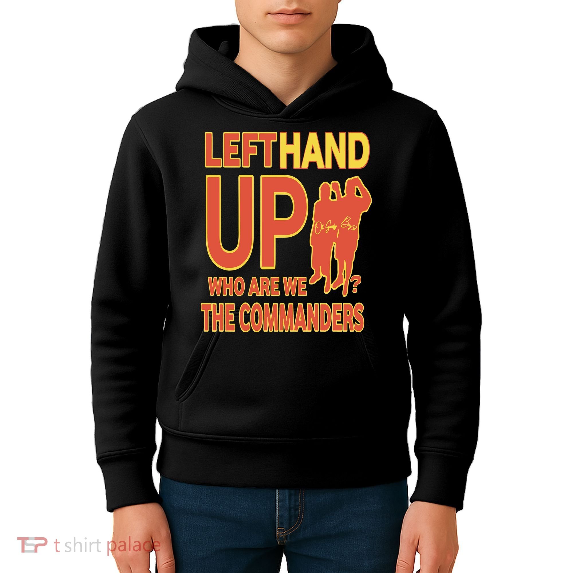 Official Left Hand Up Who Are We The Commanders Kids Hoodie