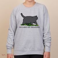 Oh Lawd He Treading Funny Fat Cat Women's Sweatshirt thumb 0