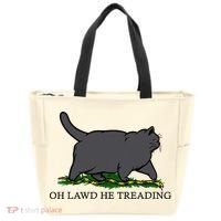 Oh Lawd He Treading Funny Fat Cat Tote Bag thumb 0