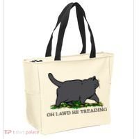 Oh Lawd He Treading Funny Fat Cat Tote Bag thumb 2