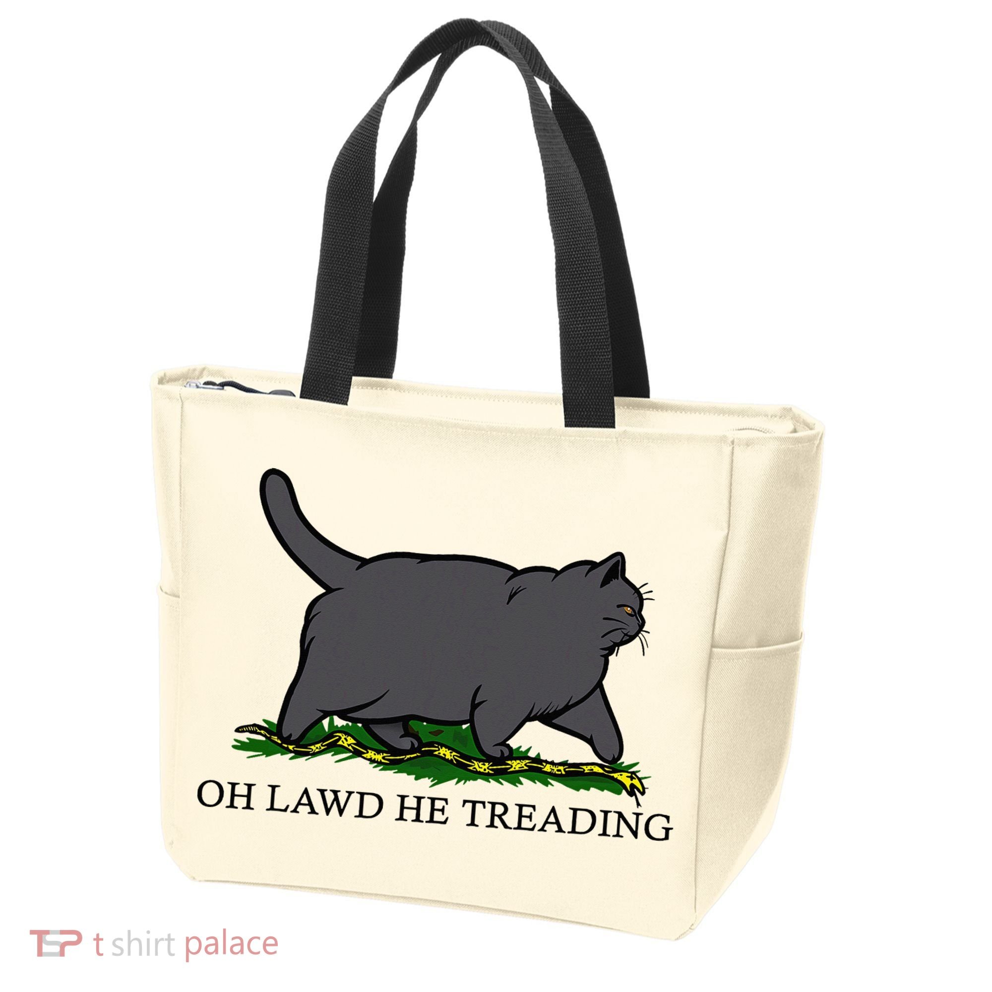 Oh Lawd He Treading Funny Fat Cat Tote Bag