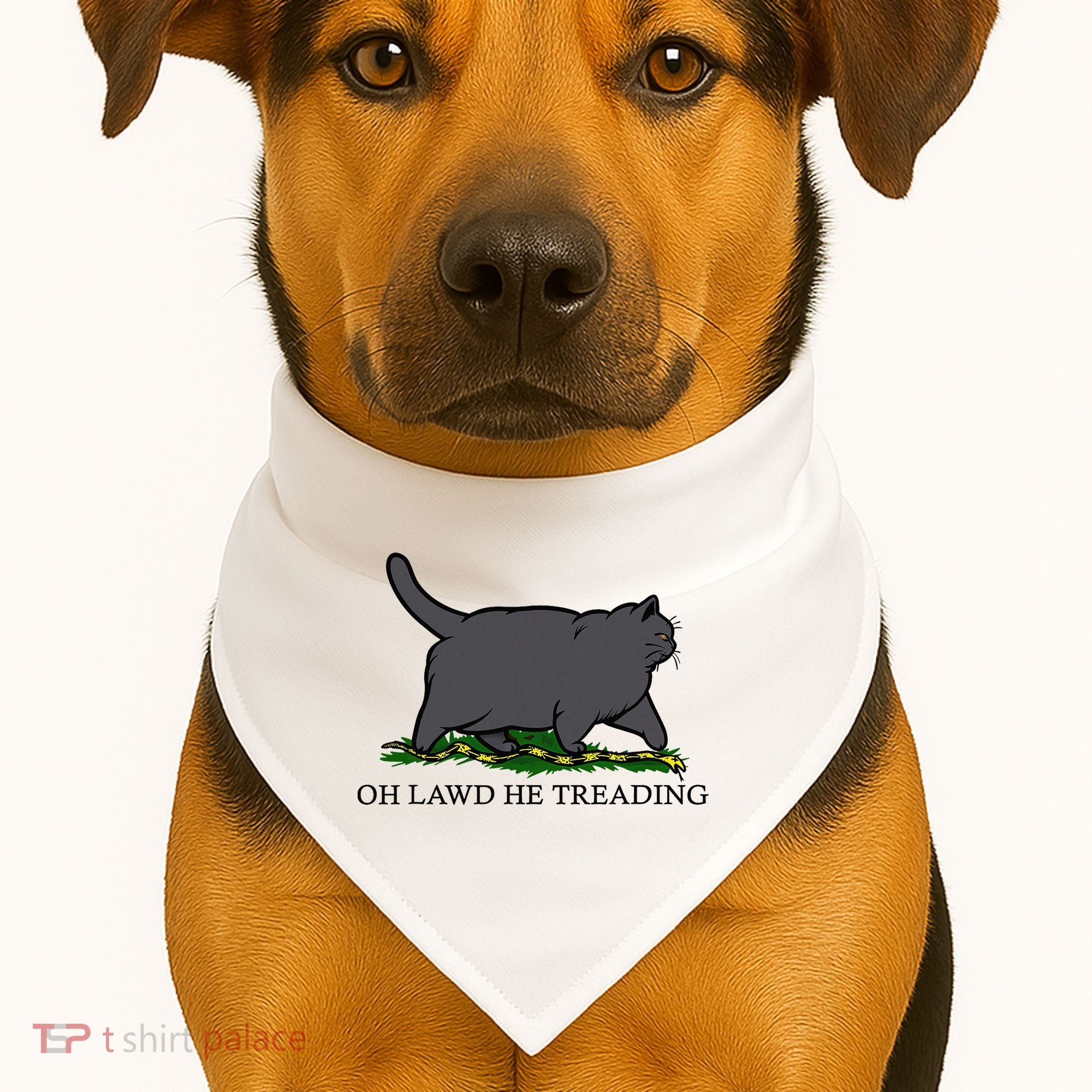 Oh Lawd He Treading Funny Fat Cat USA-Made Doggie Bandana