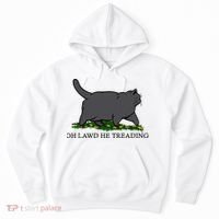 Oh Lawd He Treading Funny Fat Cat Hoodie thumb 0