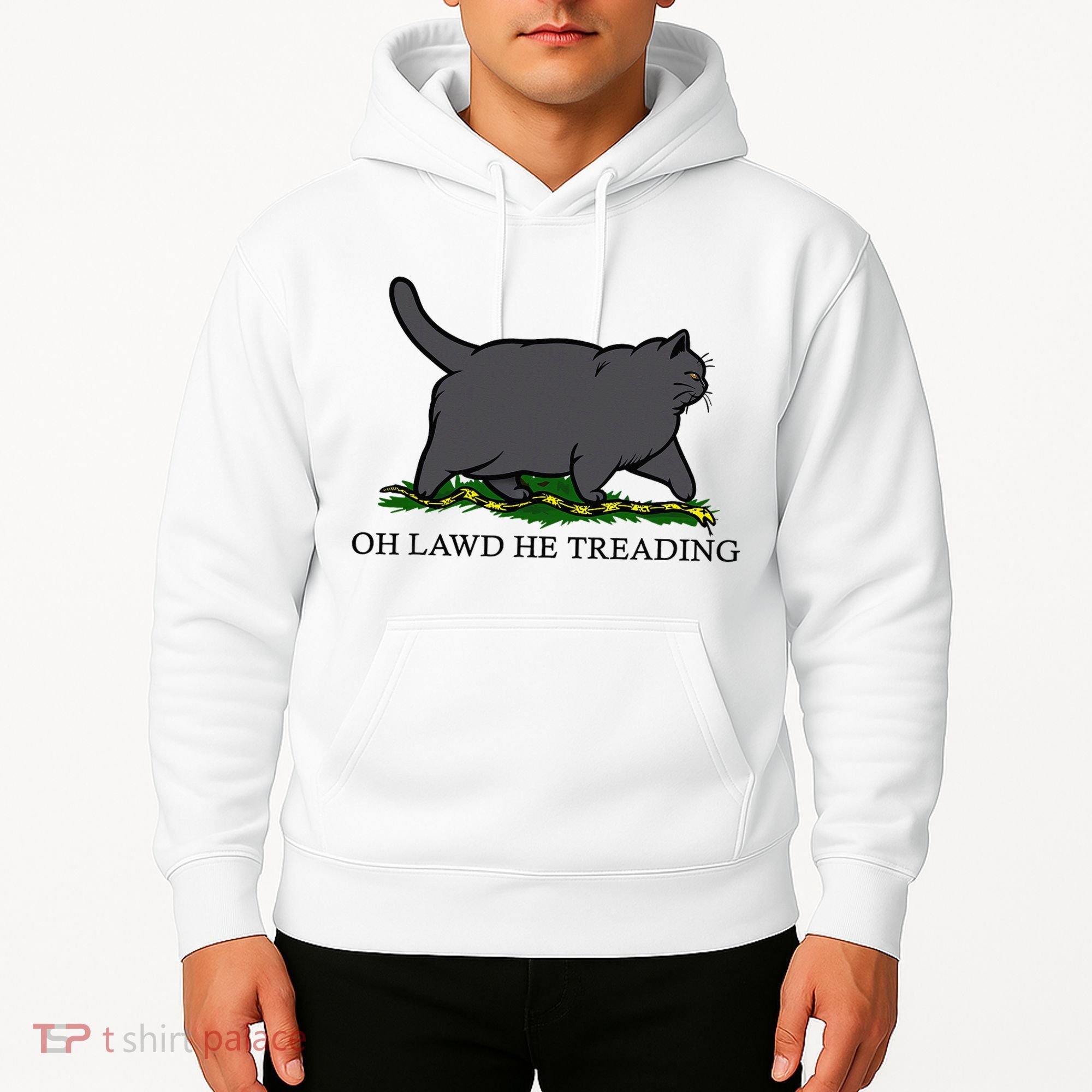 Oh Lawd He Treading Funny Fat Cat Hoodie