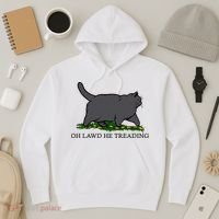 Oh Lawd He Treading Funny Fat Cat Hoodie thumb 3