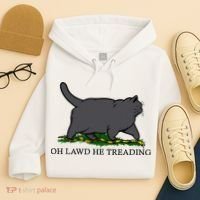 Oh Lawd He Treading Funny Fat Cat Hoodie thumb 4