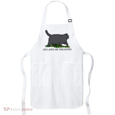 Oh Lawd He Treading Funny Fat Cat Apron