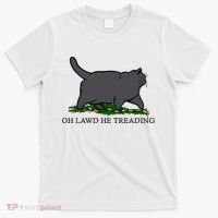 Oh Lawd He Treading Funny Fat Cat T-Shirt thumb 0