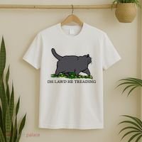 Oh Lawd He Treading Funny Fat Cat T-Shirt thumb 2