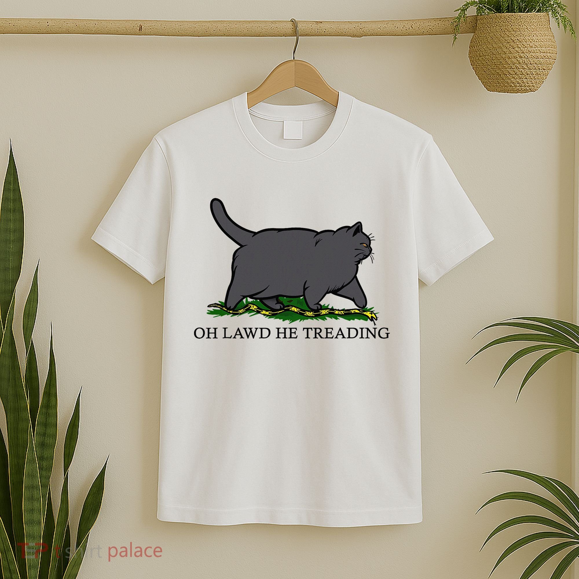 Oh Lawd He Treading Funny Fat Cat T-Shirt
