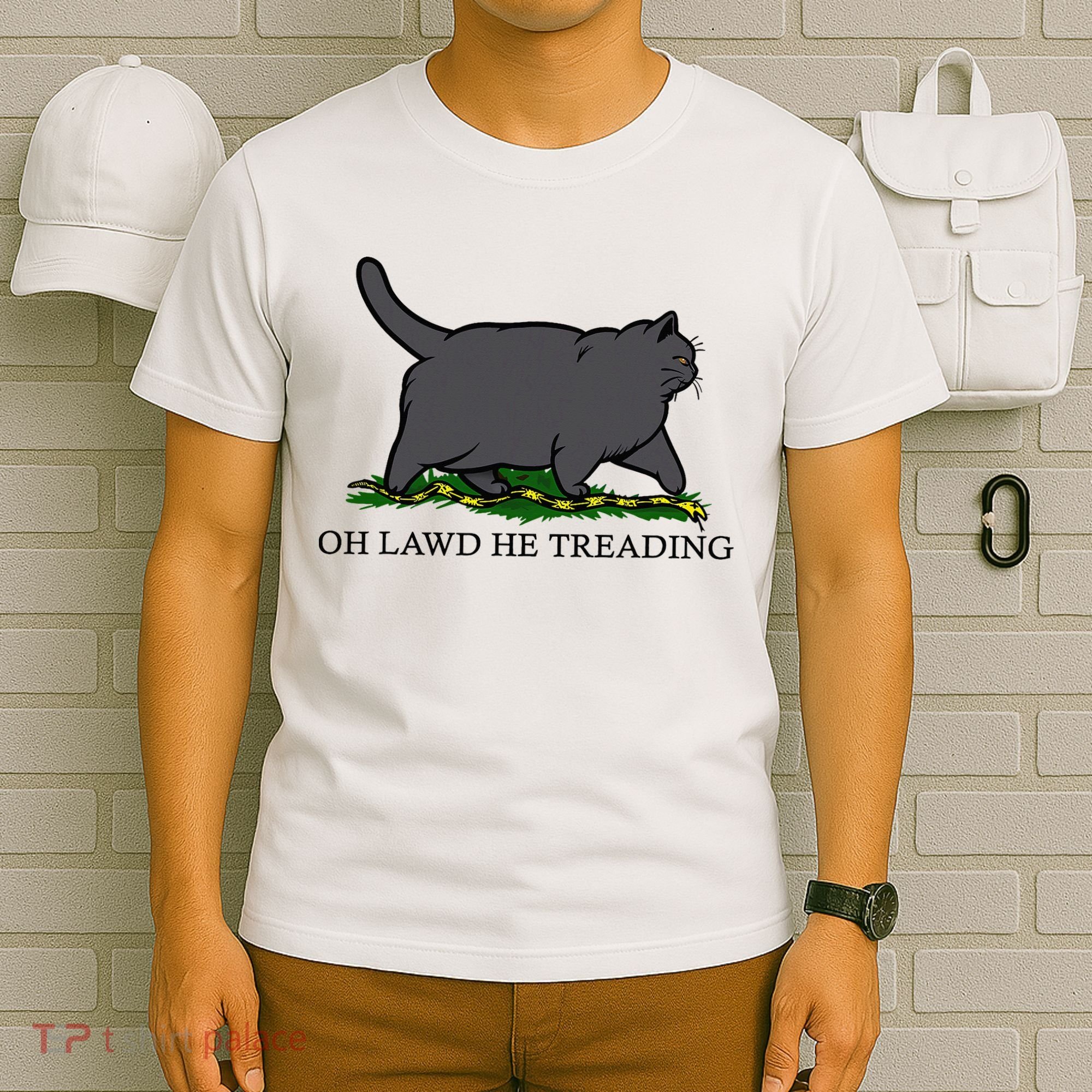Oh Lawd He Treading Funny Fat Cat T-Shirt