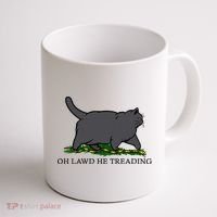 Oh Lawd He Treading Funny Fat Cat Coffee Mug thumb 1