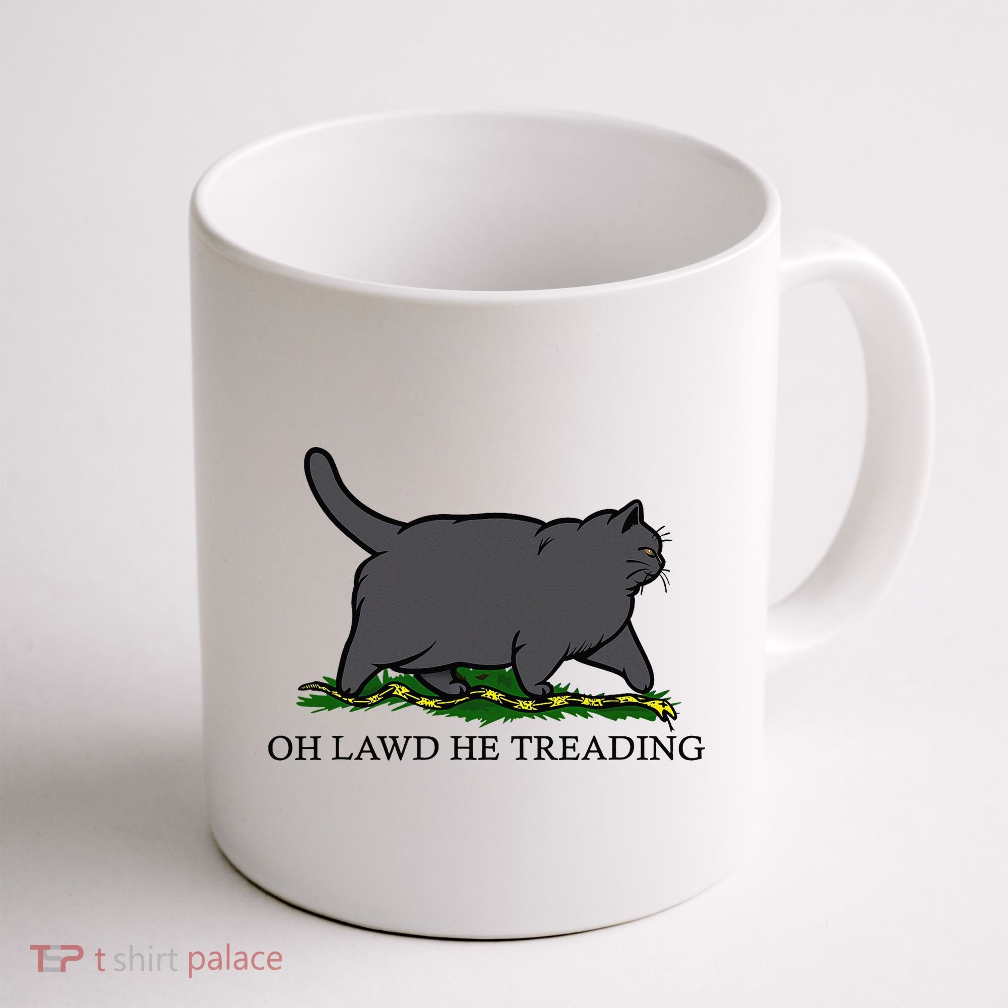 Oh Lawd He Treading Funny Fat Cat Coffee Mug