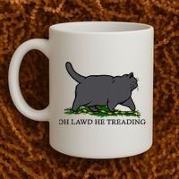 Oh Lawd He Treading Funny Fat Cat Coffee Mug thumb 2